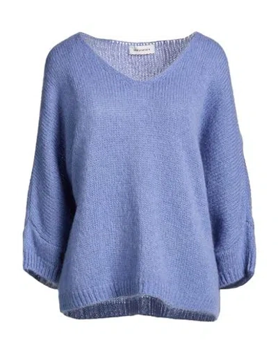 Shirtaporter Woman Sweater Slate Blue Size M Acrylic, Polyamide, Mohair Wool, Wool