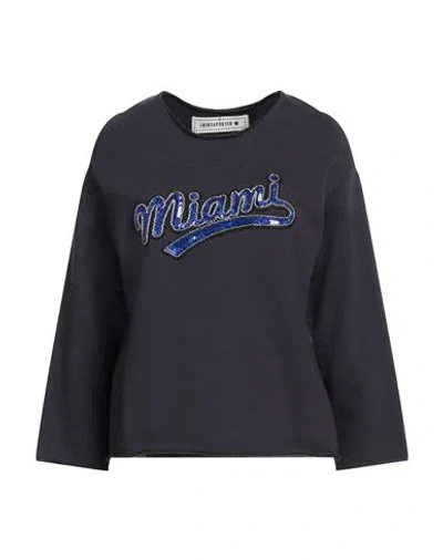 Shirtaporter Woman Sweatshirt Midnight Blue Size 10 Cotton