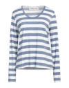 Shirtaporter Woman T-shirt Blue Size 10 Viscose, Lurex, Elastane In Blue