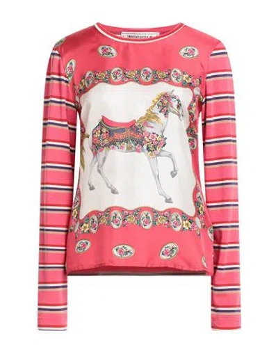 Shirtaporter Woman T-shirt Coral Size L Cotton, Silk