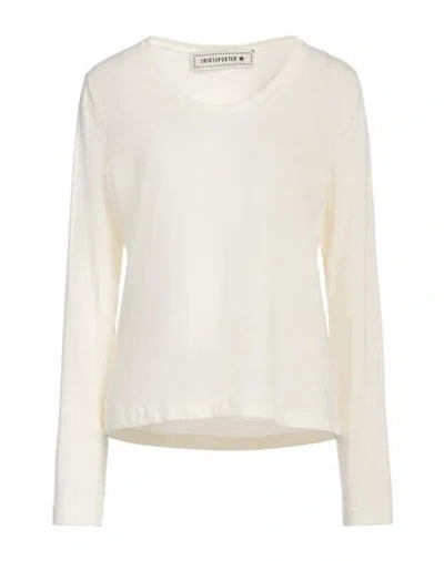 Shirtaporter Woman T-shirt Cream Size 10 Cotton, Elastane In White