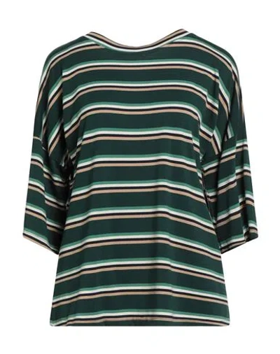 Shirtaporter Woman T-shirt Dark Green Size L Viscose, Polyester, Elastane