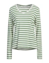 Shirtaporter Woman T-shirt Green Size 10 Cotton, Elastane