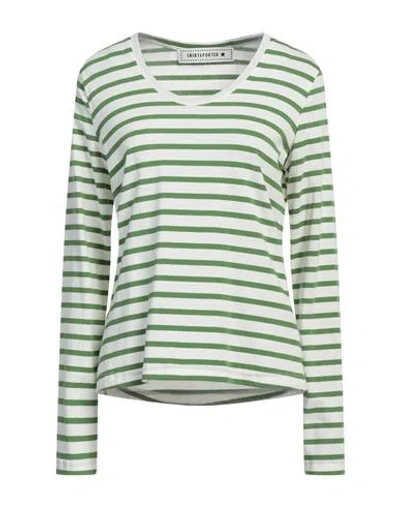 Shirtaporter Woman T-shirt Green Size 10 Cotton, Elastane