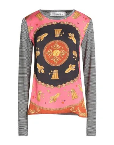 Shirtaporter Woman T-shirt Salmon Pink Size L Cotton, Viscose