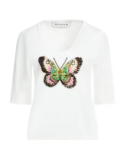 Shirtaporter Woman T-shirt White Size L Cotton, Elastane