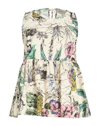 Shirtaporter Woman Top Beige Size 10 Cotton In Multi