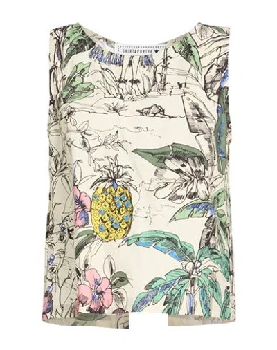 Shirtaporter Woman Top Beige Size 10 Cotton In Multi