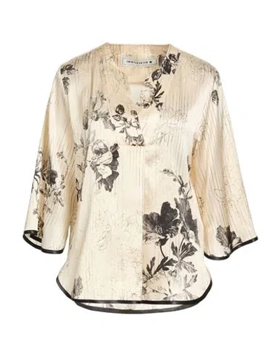 Shirtaporter Woman Top Beige Size 10 Silk, Elastane In Multi