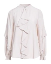 Shirtaporter Woman Top Beige Size 14 Acetate, Silk