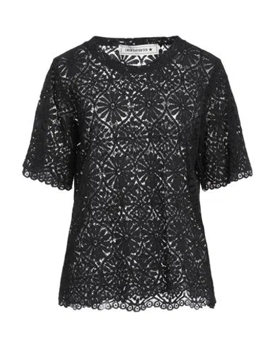 Shirtaporter Woman Top Black Size 8 Cotton, Viscose, Polyamide