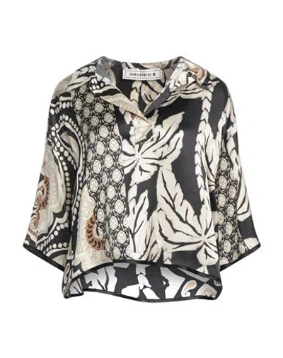 Shirtaporter Woman Top Black Size 8 Silk, Elastane