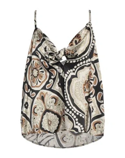 Shirtaporter Woman Top Black Size 10 Silk, Elastane
