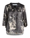 Shirtaporter Woman Top Black Size 10 Silk, Elastane In Multi