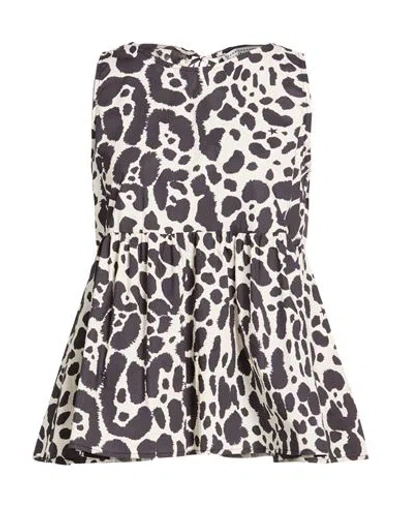 Shirtaporter Woman Top Black Size 12 Cotton In Multi