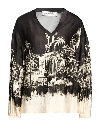 Shirtaporter Woman Top Black Size 14 Viscose