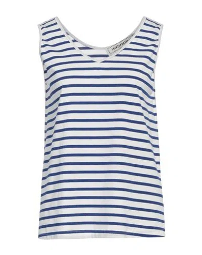 Shirtaporter Woman Top Blue Size 10 Cotton, Elastane