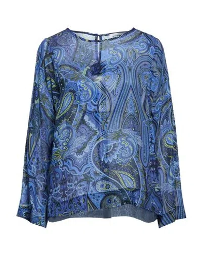 Shirtaporter Woman Top Blue Size 12 Viscose, Elastane