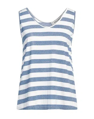 Shirtaporter Woman Top Blue Size L Viscose, Lurex, Elastane