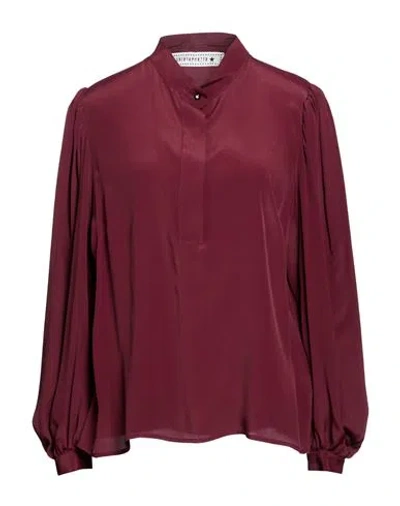 Shirtaporter Woman Top Burgundy Size 10 Acetate, Silk In Brown