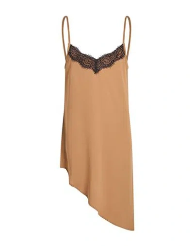 Shirtaporter Woman Top Camel Size 4 Polyester In Brown