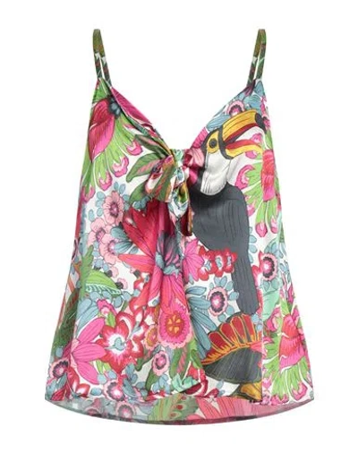 Shirtaporter Woman Top Fuchsia Size 10 Silk, Elastane In Pink