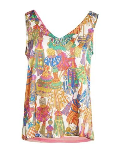 Shirtaporter Woman Top Fuchsia Size 8 Silk, Elastane, Cotton In Multi