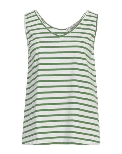 Shirtaporter Woman Top Green Size 10 Cotton, Elastane