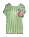 Shirtaporter Woman Top Green Size 12 Silk, Elastane In Green