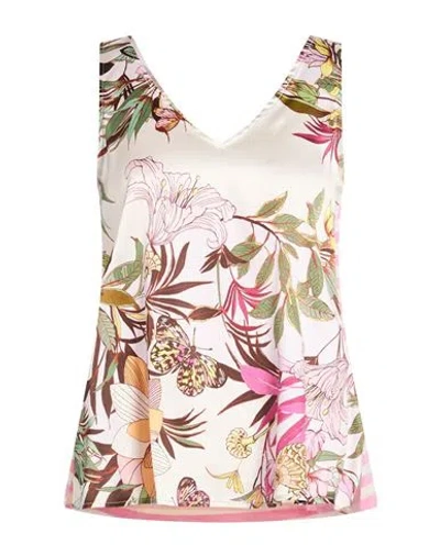 Shirtaporter Woman Top Light Pink Size 10 Silk, Elastane, Cotton In Multi