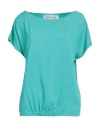 Shirtaporter Woman Top Turquoise Size 8 Viscose In Blue