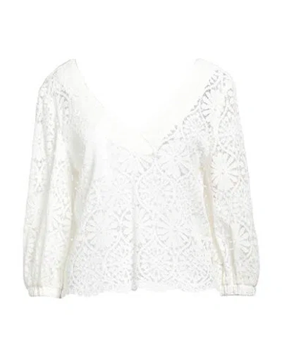 Shirtaporter Woman Top White Size 10 Cotton, Viscose, Polyamide