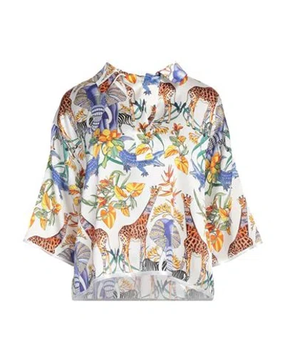 Shirtaporter Woman Top White Size 10 Silk, Elastane