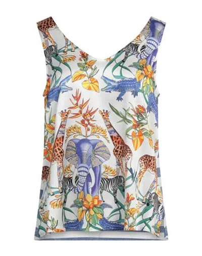 Shirtaporter Woman Top White Size 10 Silk, Elastane, Cotton