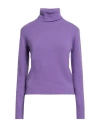 Shirtaporter Woman Turtleneck Purple Size L Wool