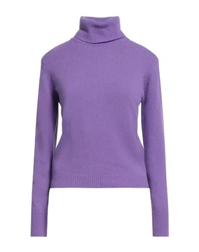 Shirtaporter Woman Turtleneck Purple Size L Wool