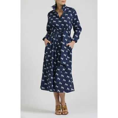 Shirty Amelie Print Cotton Shirtdress In Blue