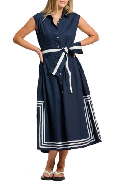 Shirty Cassie Sleeveless Cotton Midi Shirtdress In Blue