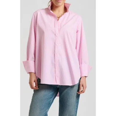 Shirty Elodie Stripe Cotton Button-up Shirt In Pink