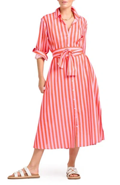 Shirty Mixed Stripe Long Sleeve Shirtdress In Multi