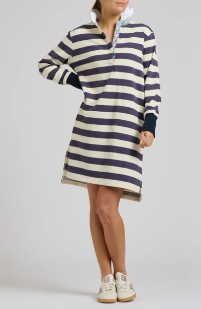 Shirty Ruffle Collar Long Sleeve Rugby Dress In Multi