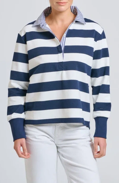 Shirty Rugby Stripe Cotton Sweatshirt In Blue