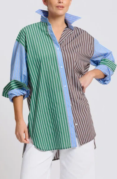 Shirty Stripe Boyfriend Shirt In Chocolate Combo