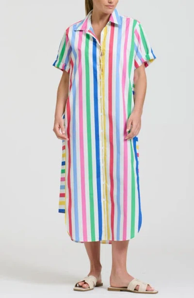 Shirty Stripe Maxi Shirtdress In Multi