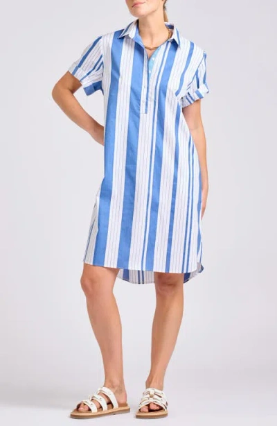 Shirty Stripe Popover Poplin Shirtdress In Blue