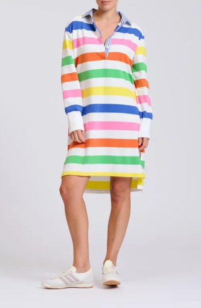 Shirty Summer Stripe Oversize Long Sleeve Stretch Cotton Shirtdress