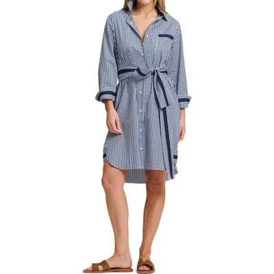 Shirty Winnie Gingham Cotton Shirtdress In Blue