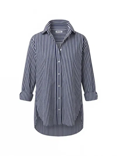 Shirty Women's Terry Stripe Classic Shirt In Navy In Blue