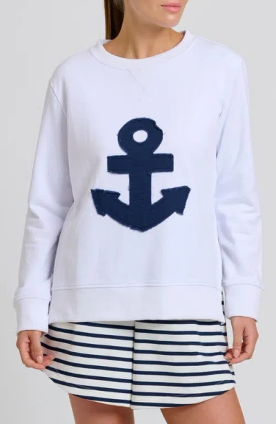 Shirty Zipside Nautical Anchor Sweatshirt In Blue