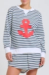 Shirty Zipside Nautical Anchor Sweatshirt In Multi